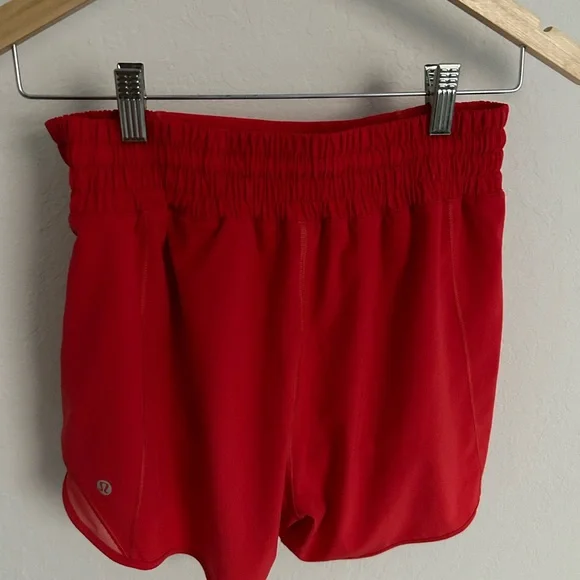 Lululemom Hotty Hot Lined High Rise 4” Carnation Red Shorts - Picture 6 of 6